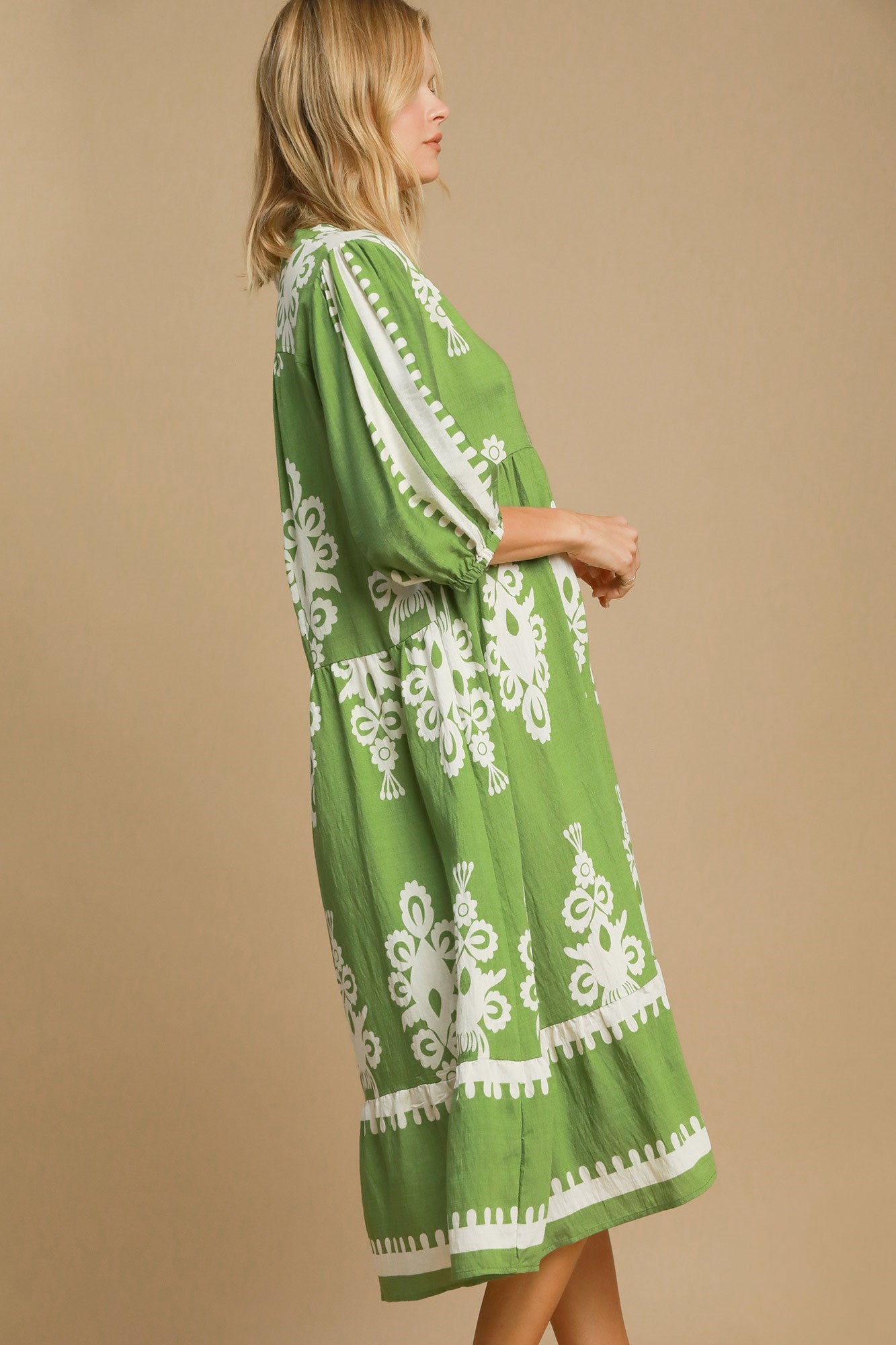 Teresa® | Midi-jurk met print en inkepingen