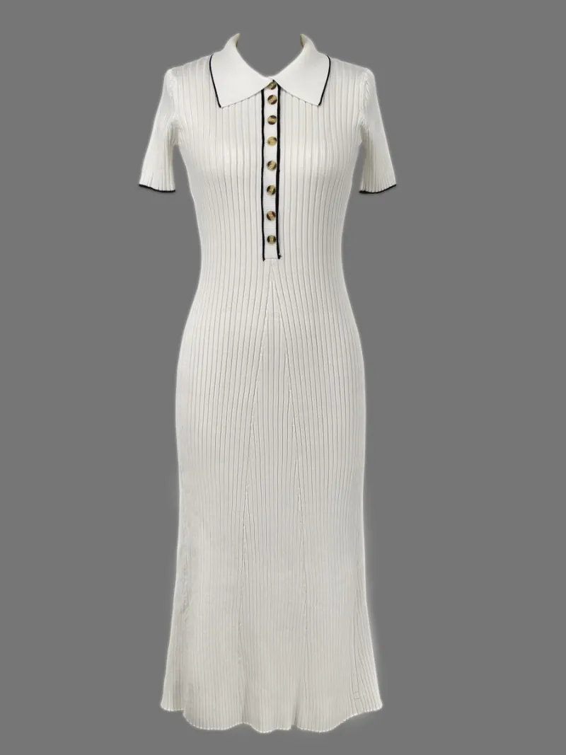 Teresa® | Jurk van mesh met V-hals en knopen