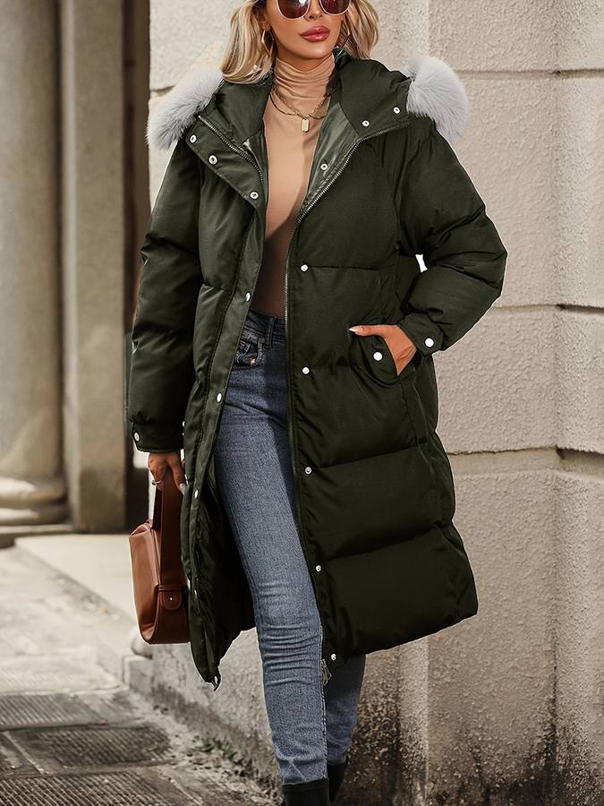 Zuleyka® | Lange puffer winterjas met bontkraag