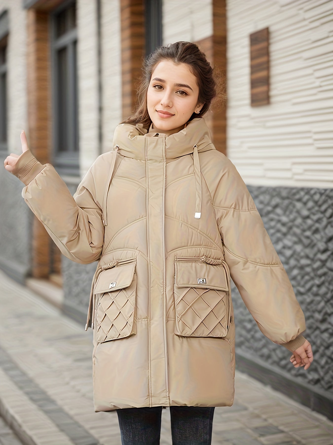 Yasmina® | Casual, gezwollen jack met capuchon en ritssluiting, perfect voor de herfst/winter