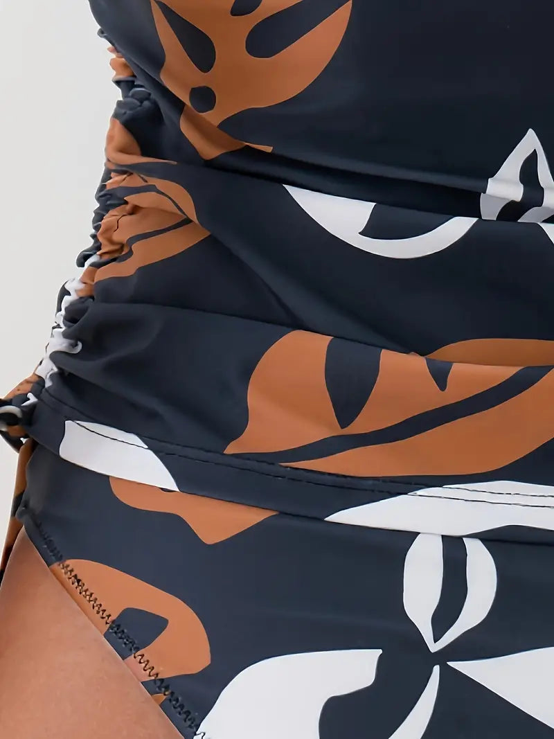 Tessa® | Duo tankini met bladmotief en trekkoord