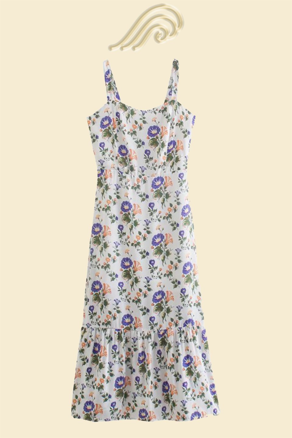 Zuleyka® | Toelopende midi-jurk met print en bandjes
