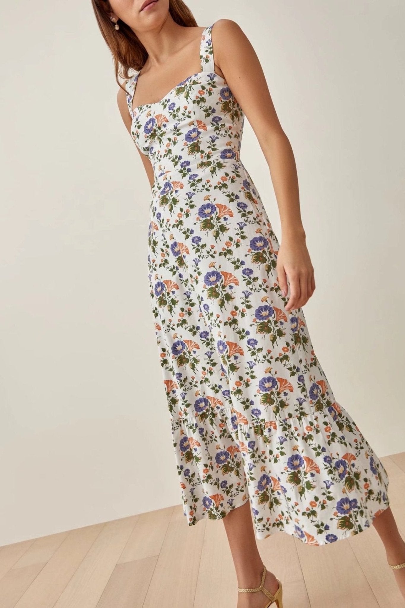 Zuleyka® | Toelopende midi-jurk met print en bandjes