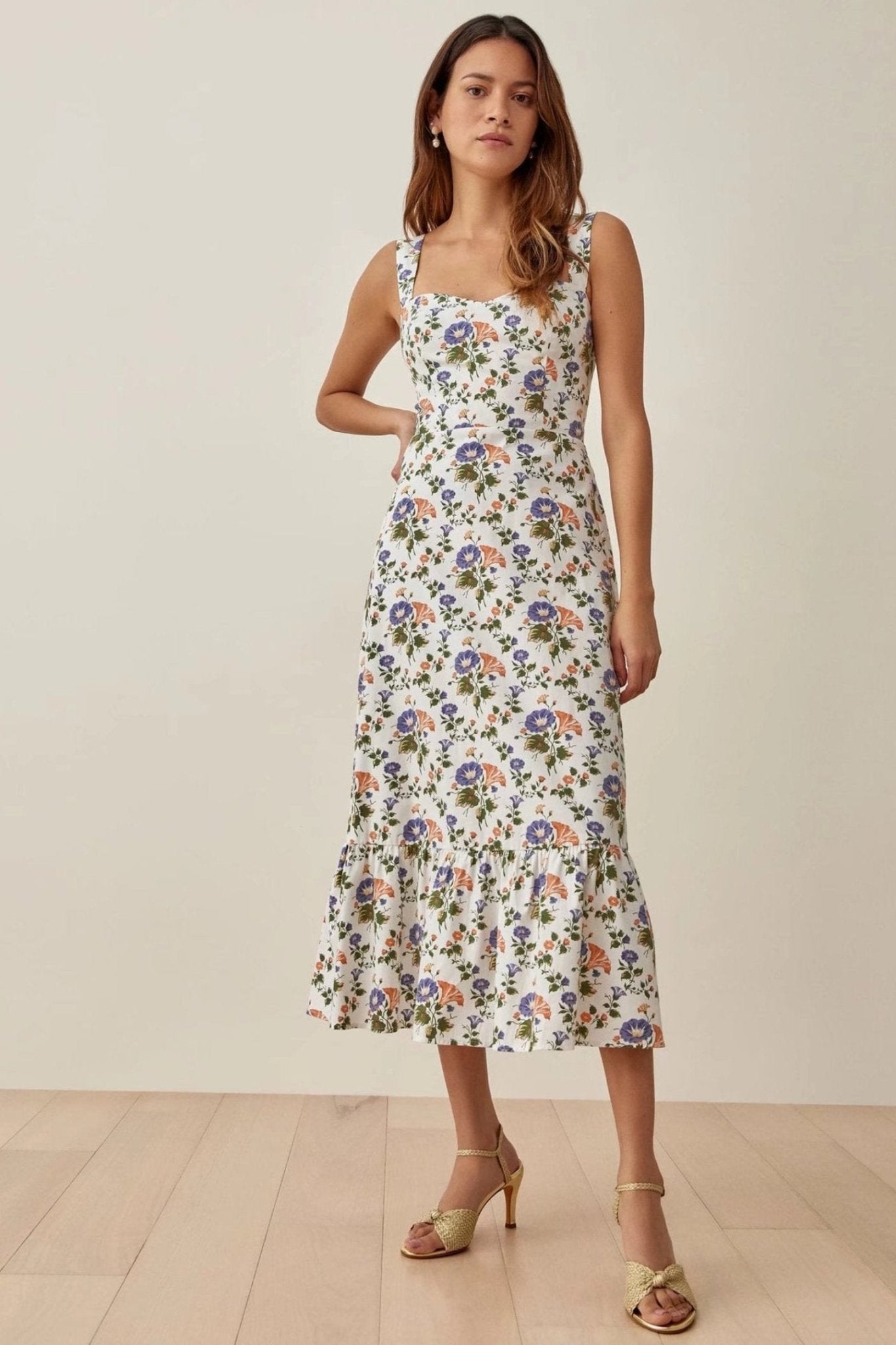 Zuleyka® | Toelopende midi-jurk met print en bandjes