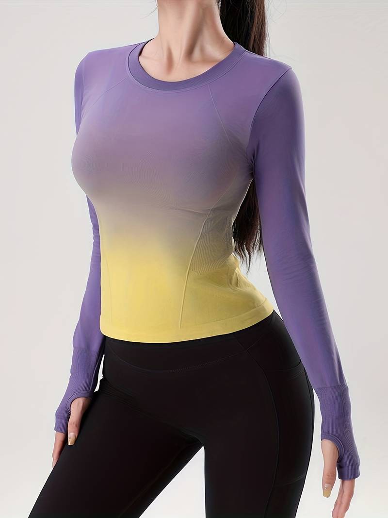 Yasmina® | Sportshirt met lange mouwen en gradiëntmotief