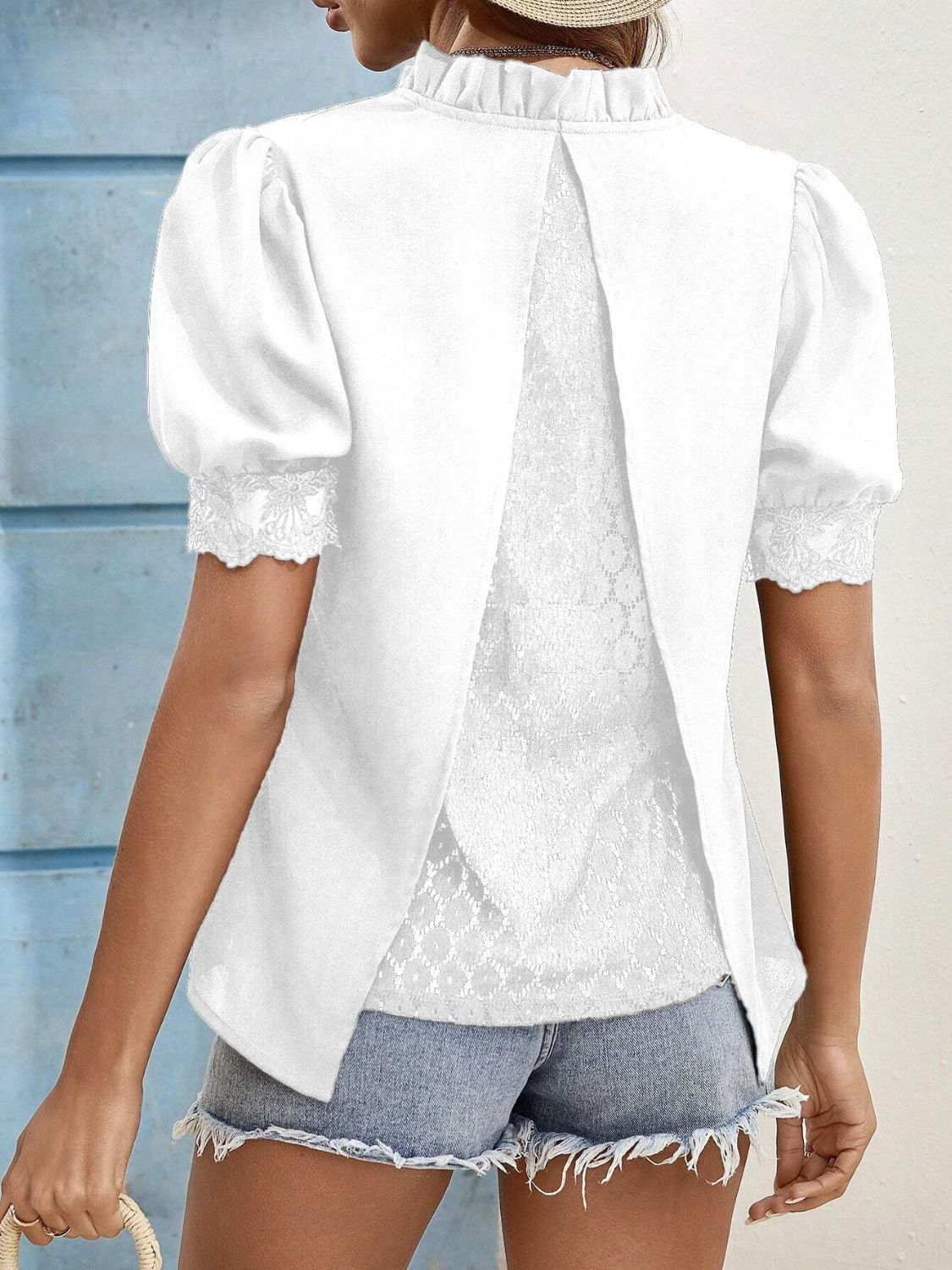 Ursula® | Top met korte mouwen en ingekerfd kantdetail
