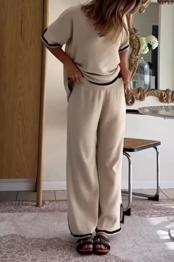 Teresa® | Modieuze tweedelige set van tricot met split