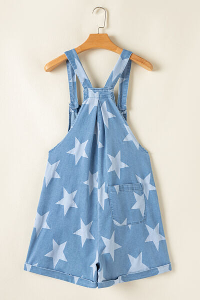 Zoraida® | Denim jumpsuit met vierkante halslijn en sterrenprint