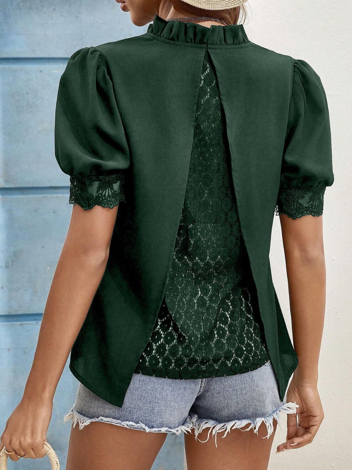 Ursula® | Top met korte mouwen en ingekerfd kantdetail