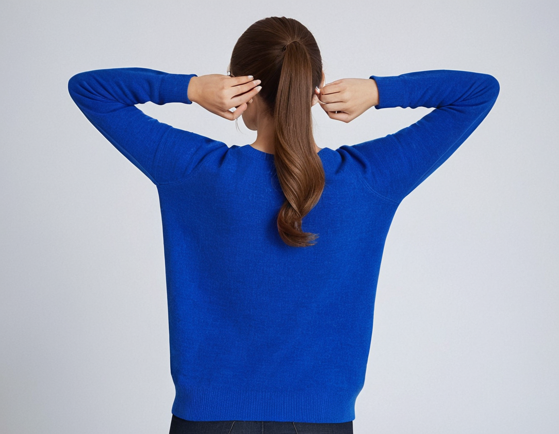 Yazmin® | Casual, eenvoudige blauwe trui met lange mouwen en ronde hals