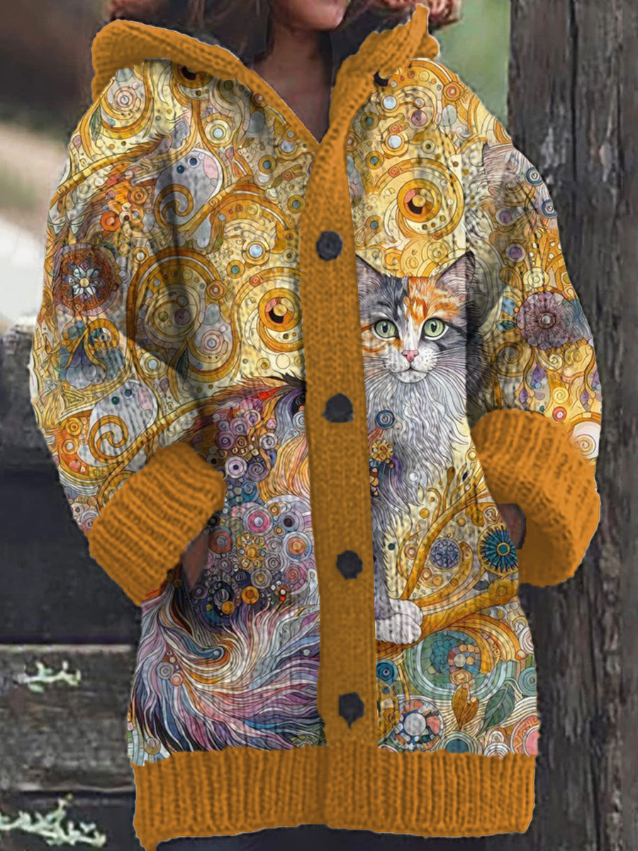 Trinidad® | Casual, comfortabel vest met capuchon en kattenprint