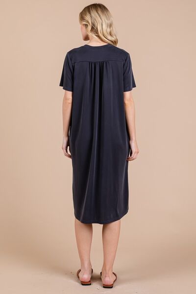 Zulema® | Midi-jurk met korte mouwen, zijsplit en zakken
