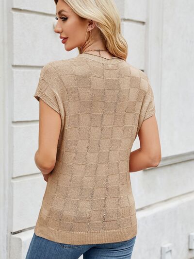 Thalia® | Gebreide top met korte mouwen en ronde hals