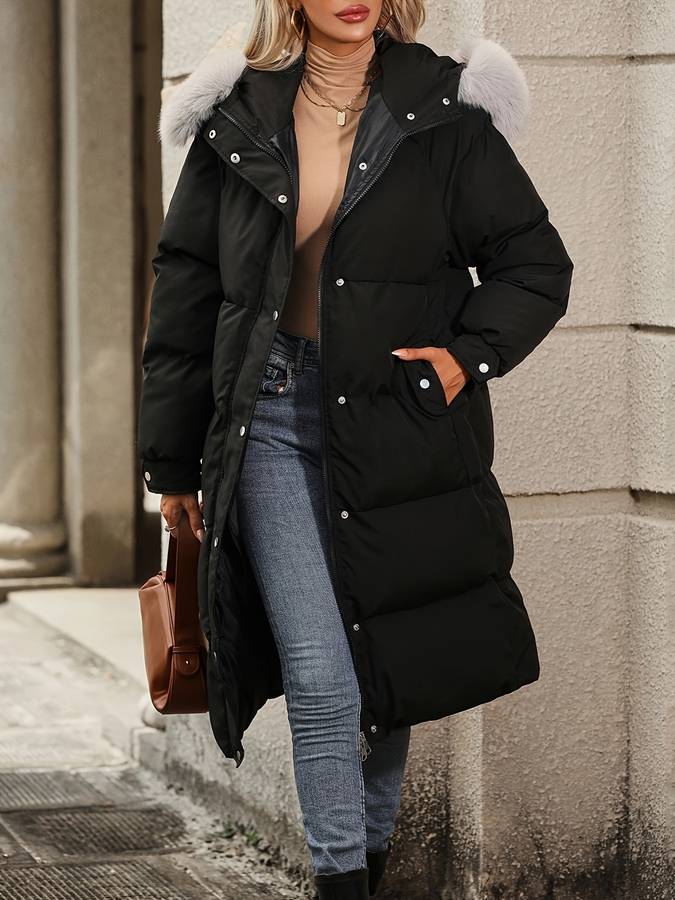 Zuleyka® | Lange puffer winterjas met bontkraag