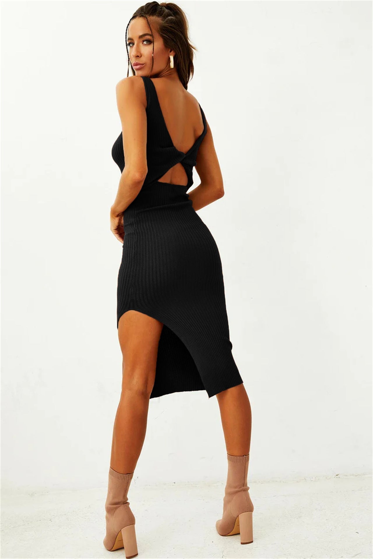 Thalia® | Dubbelzijdige, lichtgewicht mesh-jurk met split