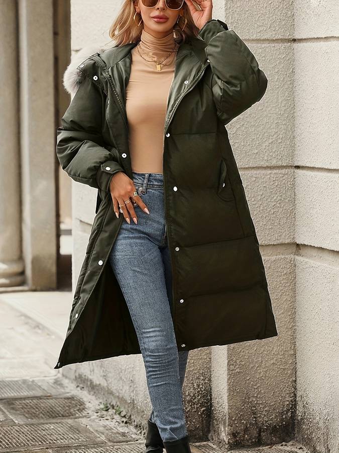 Zuleyka® | Lange puffer winterjas met bontkraag
