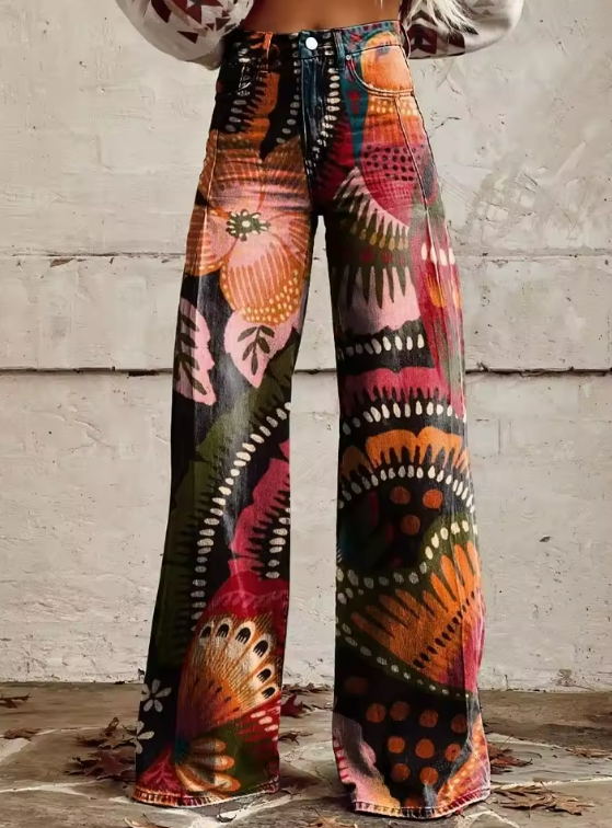 Zoe® | Wijde uitlopende broek met print