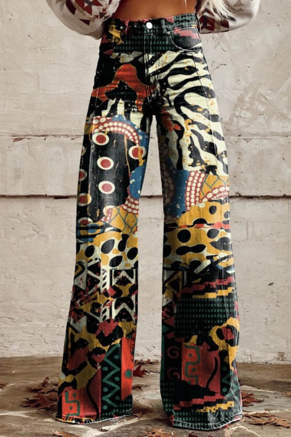 Zoe® | Wijde uitlopende broek met print