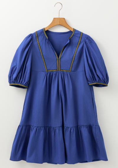 Teresa® | Mini-jurk met ingekeepte pofmouwen