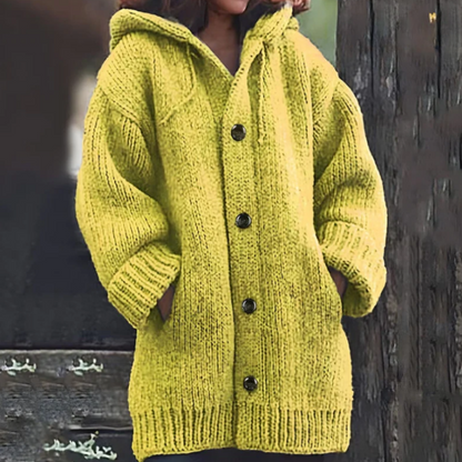 Tina® | Effen los gebreid vest voor dames met capuchon