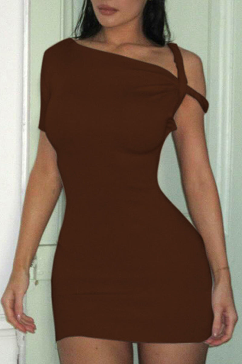Zulema® | Sexy jurkjes met effen kleurpatch en schuine kraag en wikkelrok