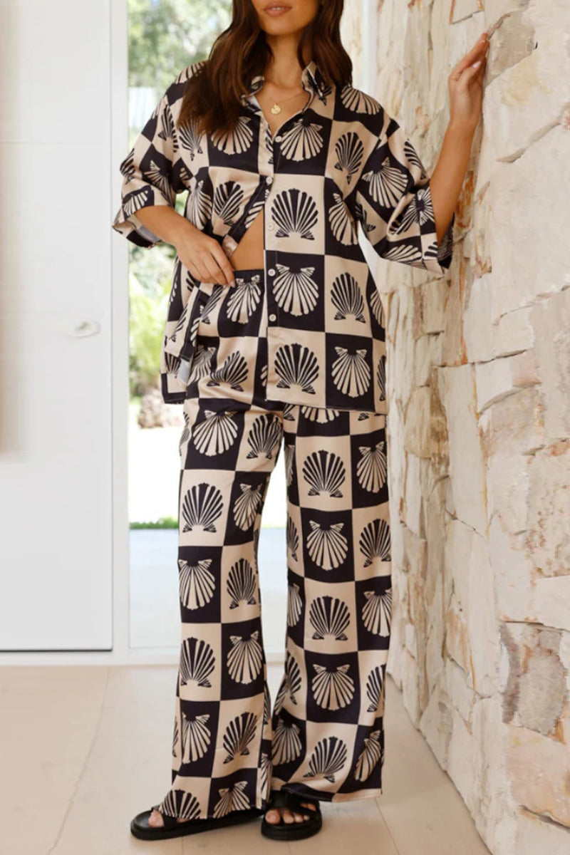 Zulema® | Dagelijkse gestreepte print, zak, vetersluiting, contrasterende kraag, korte mouwen, tweedelig (3 kleuren)