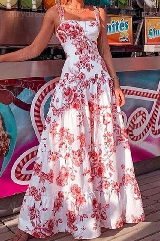Yasmina® | Casual sling-jurken met vierkante hals en bloemenprint voor vakantie (3 kleuren)