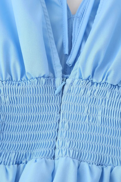 Yasmin® | Elegante effen bloemvorm met trekkoord en V-hals en taillerok