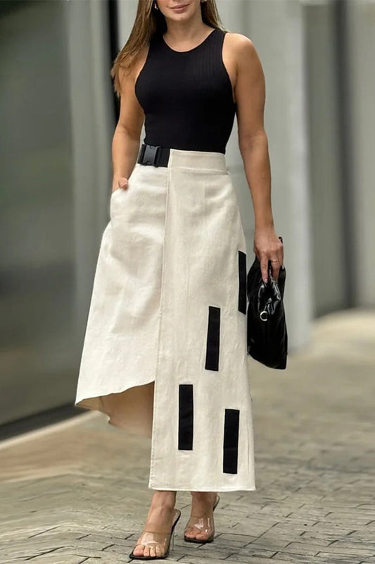 Teresa® | Casual straatzak, onregelmatige O-hals, mouwloos, tweedelig