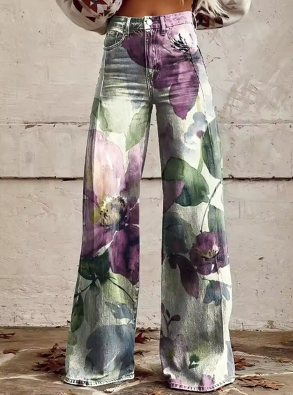 Zoe® | Wijde uitlopende broek met print