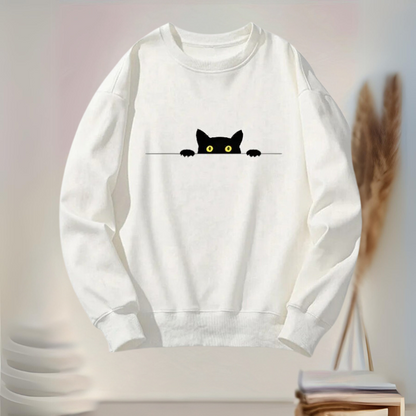 Zuleyka® | Comfortabel dames sweatshirt met zwarte kattenprint