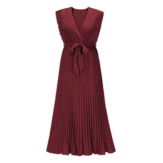 Valentina® | Boheemse feestjurk met V-hals, donkerrood voor dames