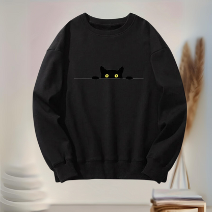 Zuleyka® | Comfortabel dames sweatshirt met zwarte kattenprint