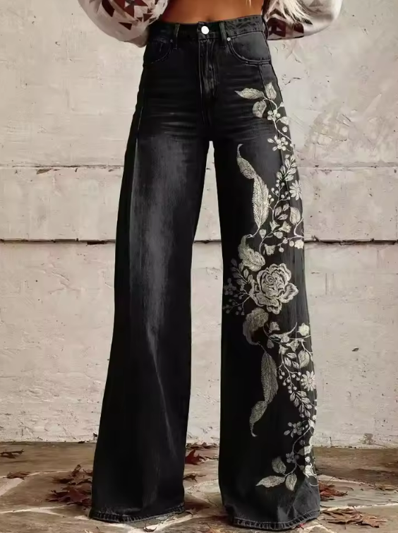 Zoe® | Wijde uitlopende broek met print
