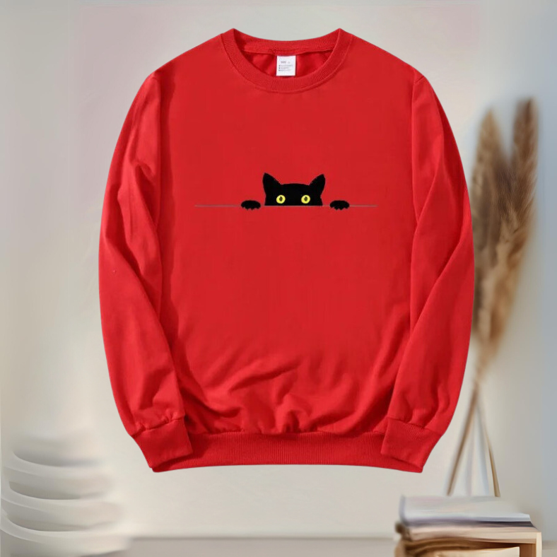 Zuleyka® | Comfortabel dames sweatshirt met zwarte kattenprint