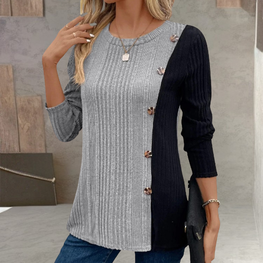 Ursula® | Top met lange mouwen en blokknopen
