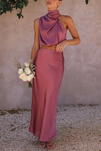 Zora® | Set van satijnen top en rok