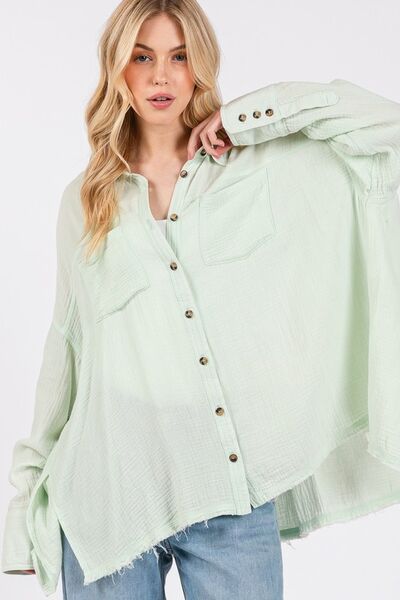 Virginia® | Button-down overhemd met zijsplit en gerafelde zoom