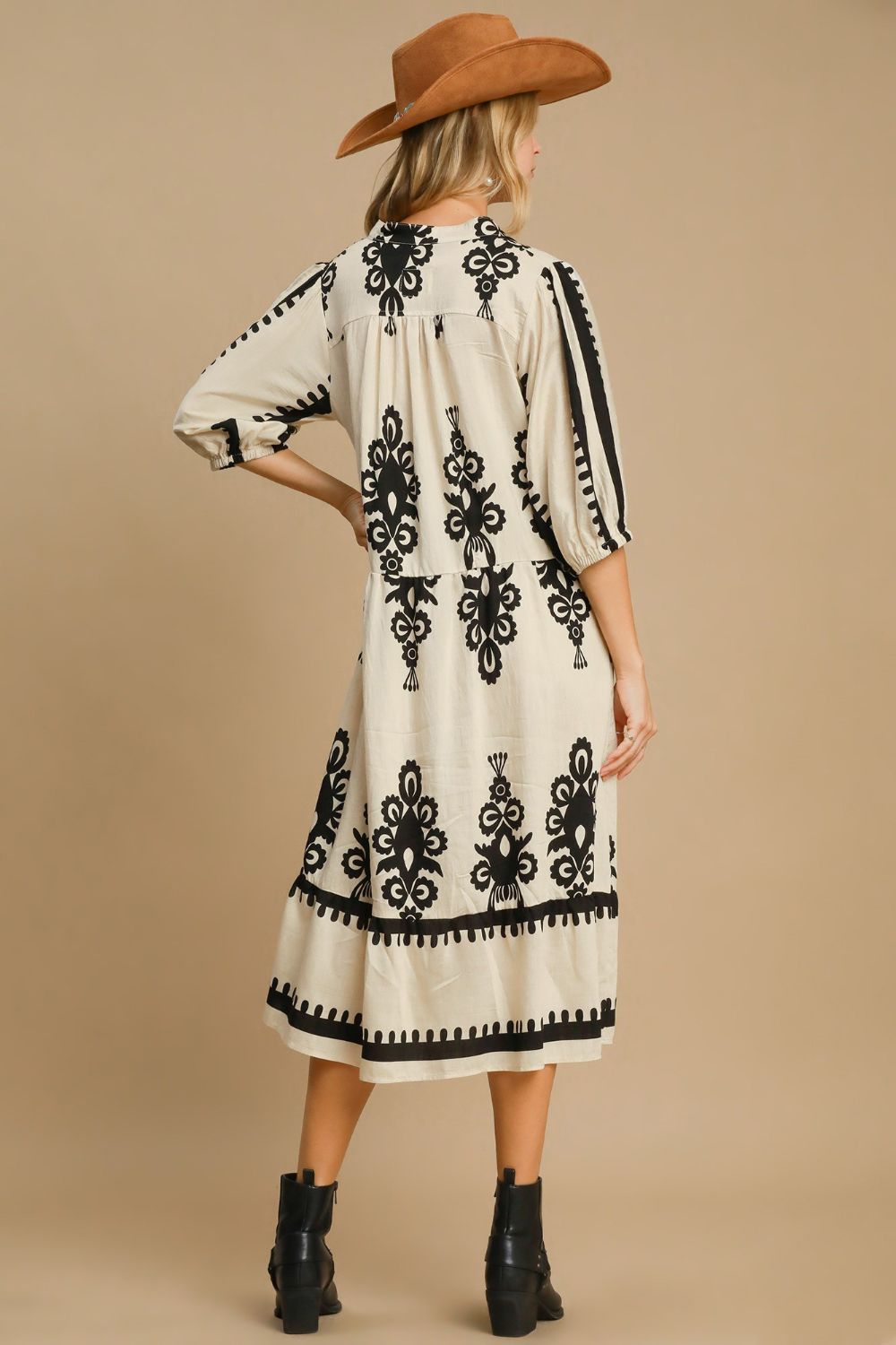 Uma® | Midi-jurk met print en inkepingen