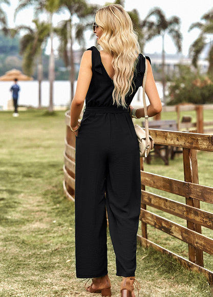 Ursula® | Jumpsuit met V-hals, geknoopte schouders en riem