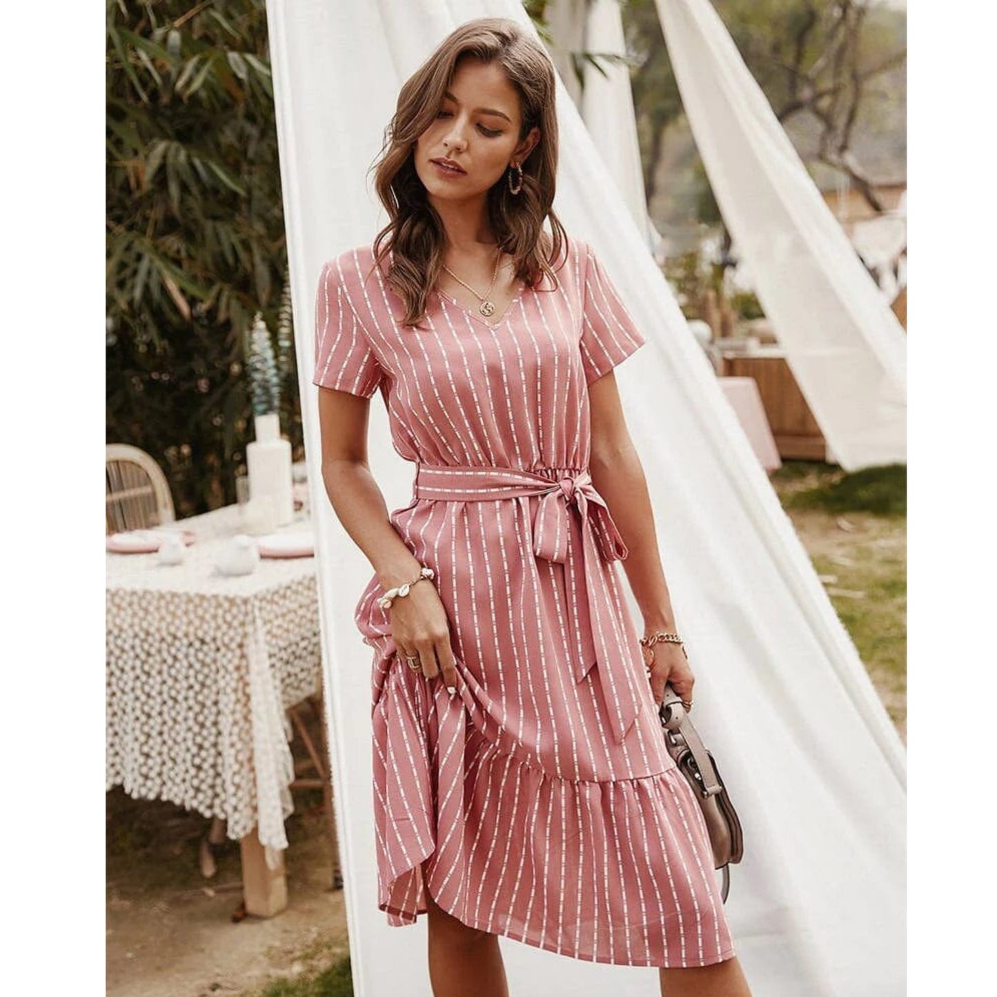 Yesenia® | Bohemian midi-jurk voor dames met korte mouwen