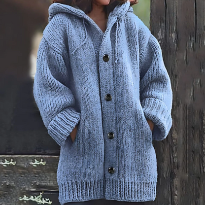Tina® | Effen los gebreid vest voor dames met capuchon
