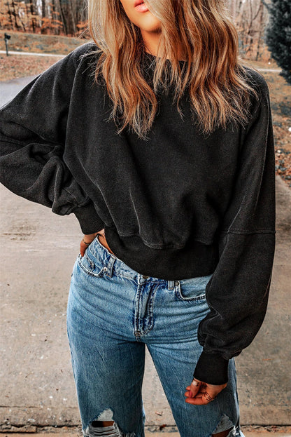 Zoe® | Zwart casual V-vormig sweatshirt met open rug en één bandje