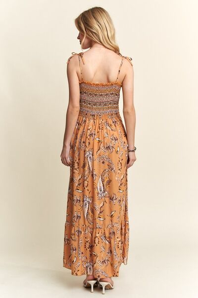 Teresa® | Gesmokte cami-jurk met print, vierkante halslijn en gestrikte schouders