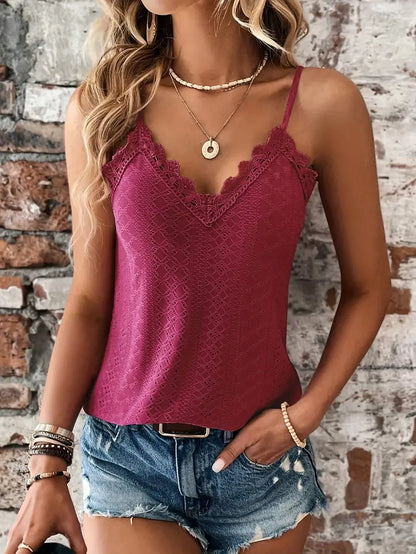 Yesenia® | Sizzle Cami-top met contrasterend kant en oogjes