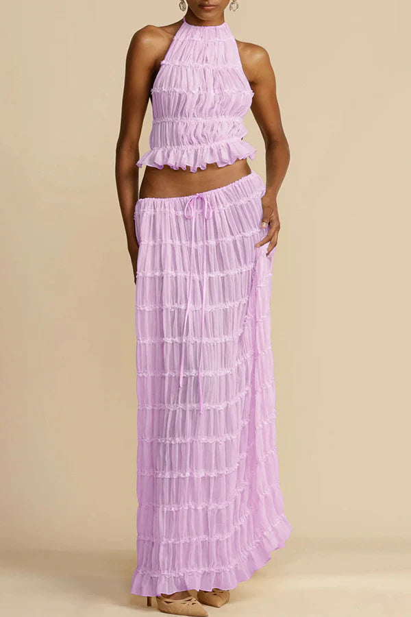 Violet® | Passion And Romance geplooide elastische bandjes aan de achterkant, verstelbare haltertanktop