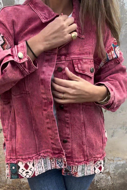 Teresa® | Vintage patchwork spijkerjasje met losse zakken