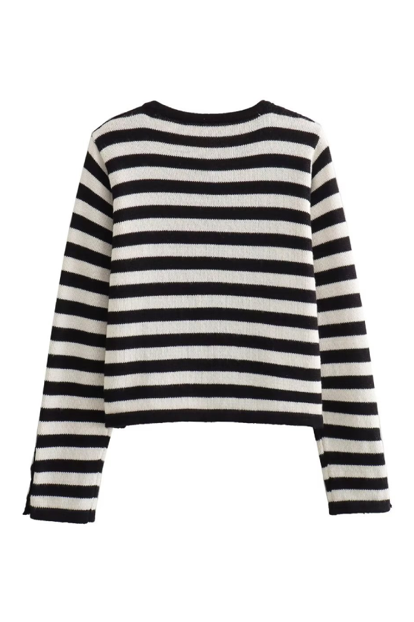Tina® | Modieuze casual slim-fit crop-top met gestreept vest