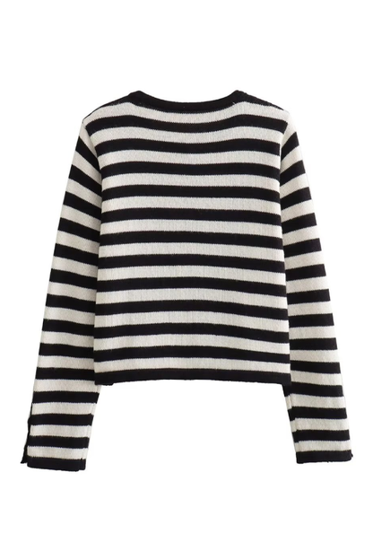 Tina® | Modieuze casual slim-fit crop-top met gestreept vest