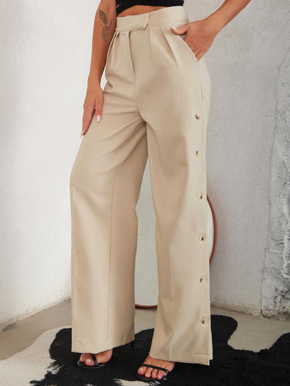 Yesenia® | Elegante wijde broek met knoopjes aan de zijkant